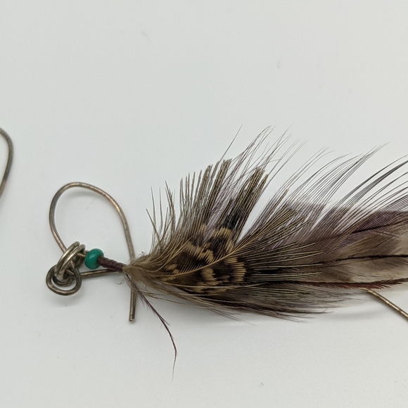 .925, Glass Bead and Feather Earrings - Picture 5 of 6